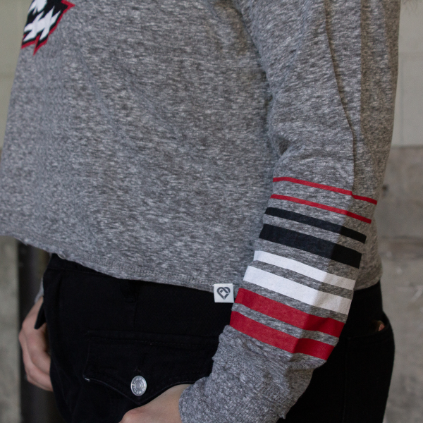 Colosseum Long Sleeve Striped Cropped Tee; $40.00