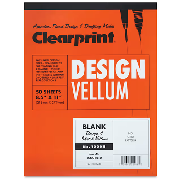 Clearprint 1000H Drafting Vellum Pad - 8 1/2" x 11", 50 Sheets; $32.95