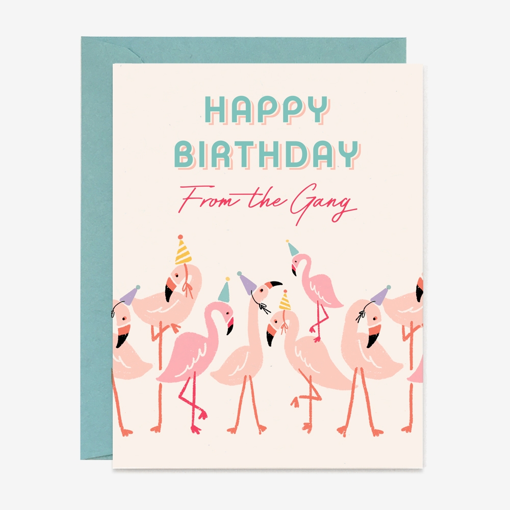 Product image 1 of 1 for Flamingo Gang Birthday Card | 4.25 x 5.5" (A2)"