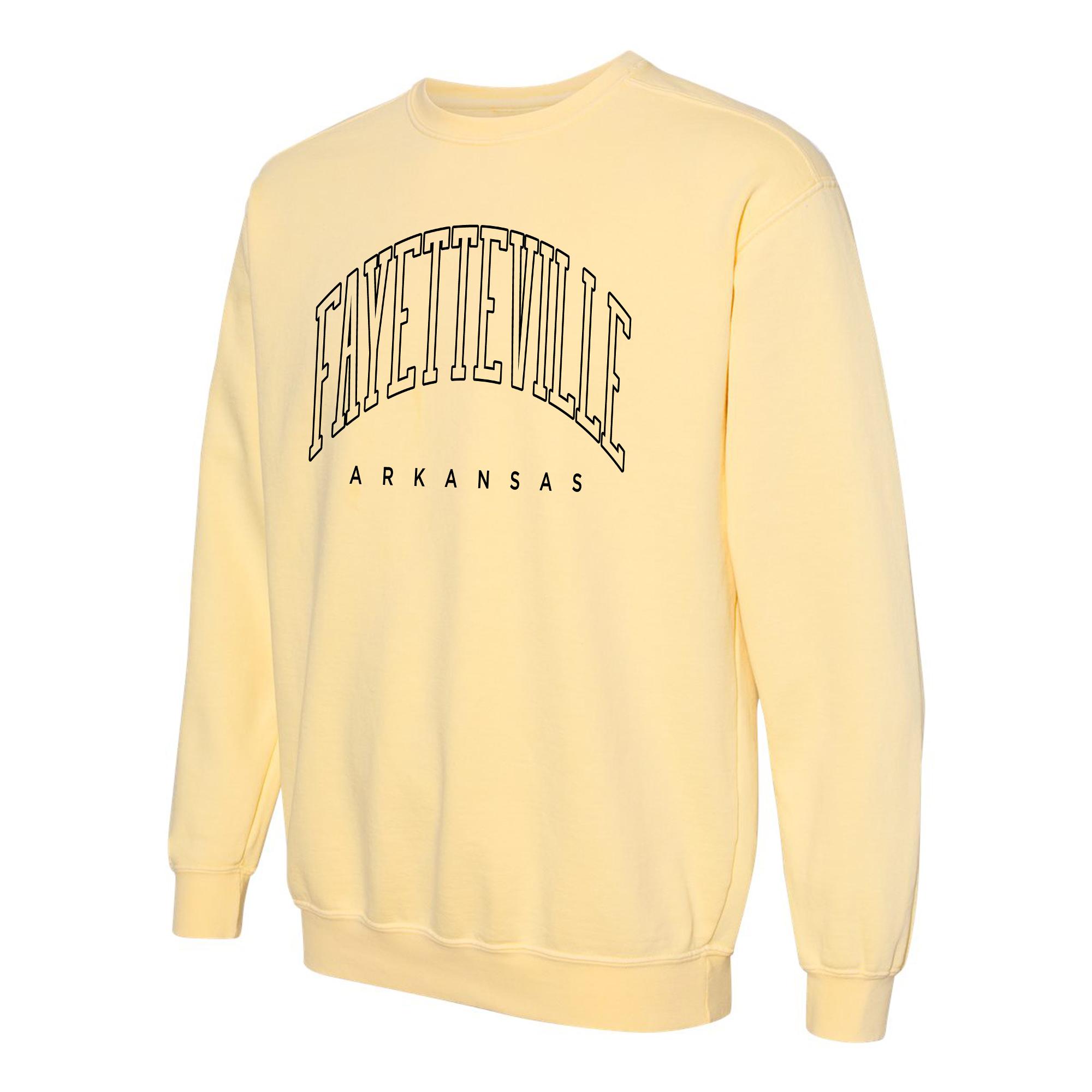 image of: Fayetteville Arkansas Comfort Color Sweatshirt- Butter