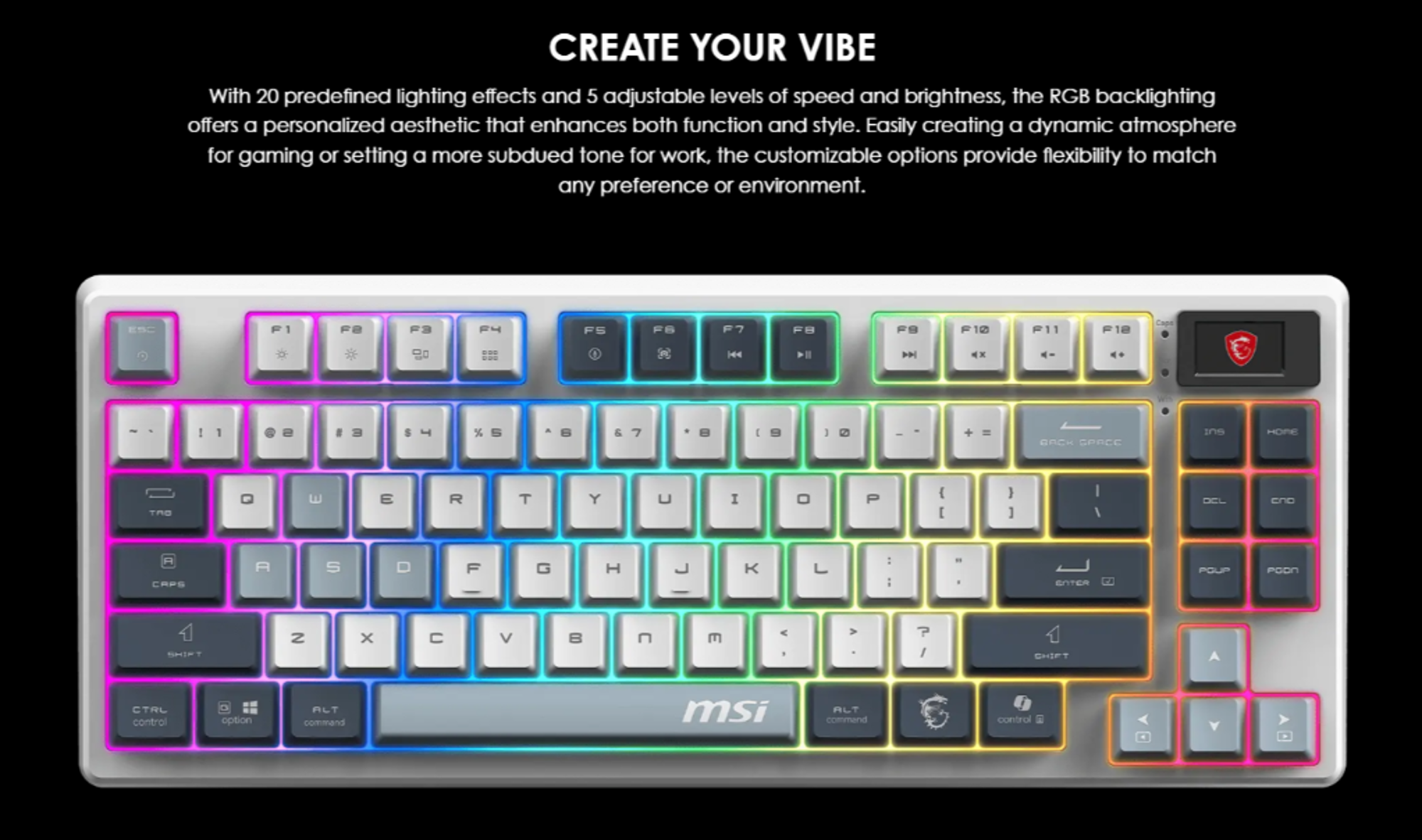 Product image 5 of 5 for MSI FORGE GK600 TKL Tri-Mode Wireless Keyboard