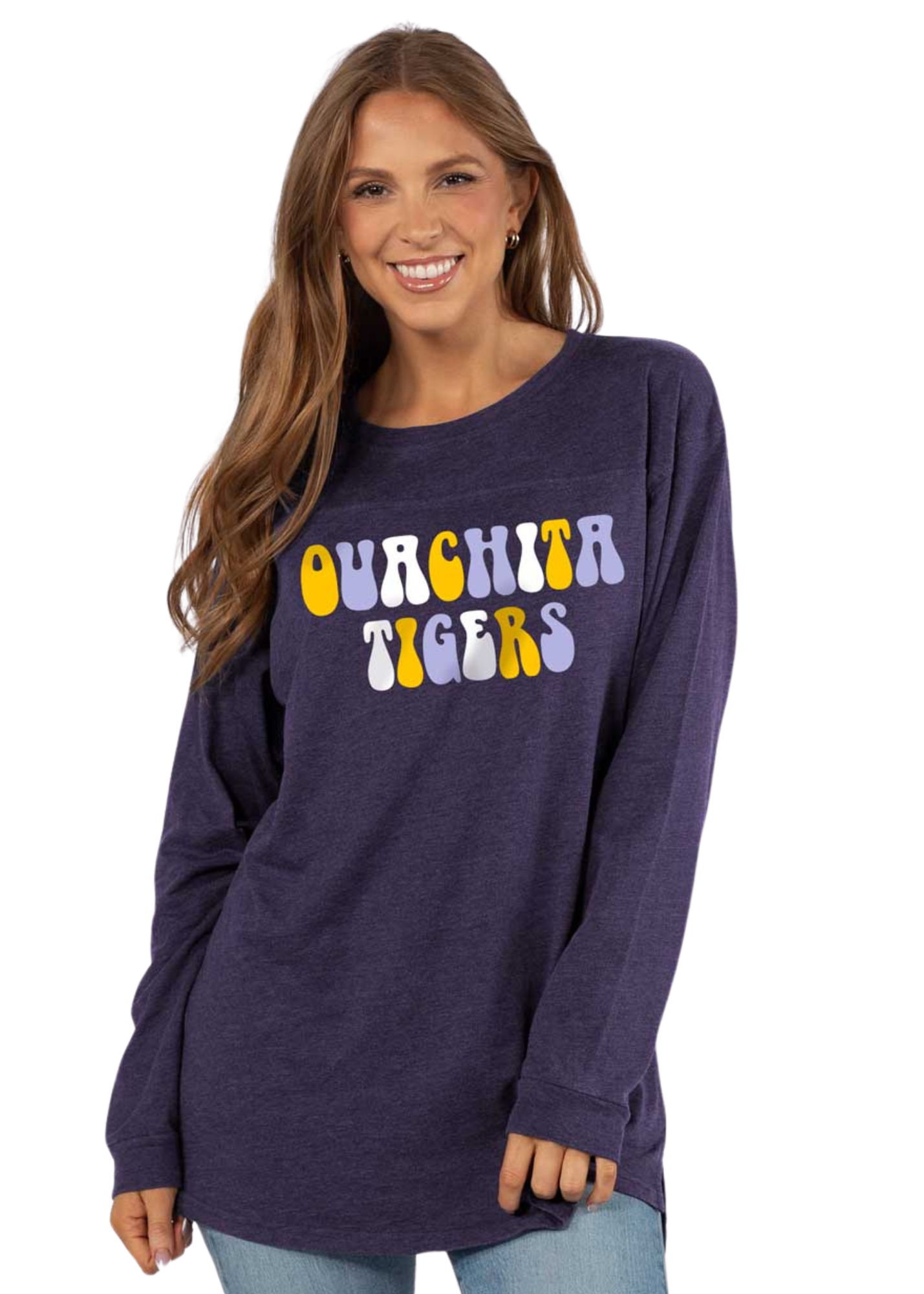 image of: Ouachita Tigers Women's Tunic Long Sleeve, Purple