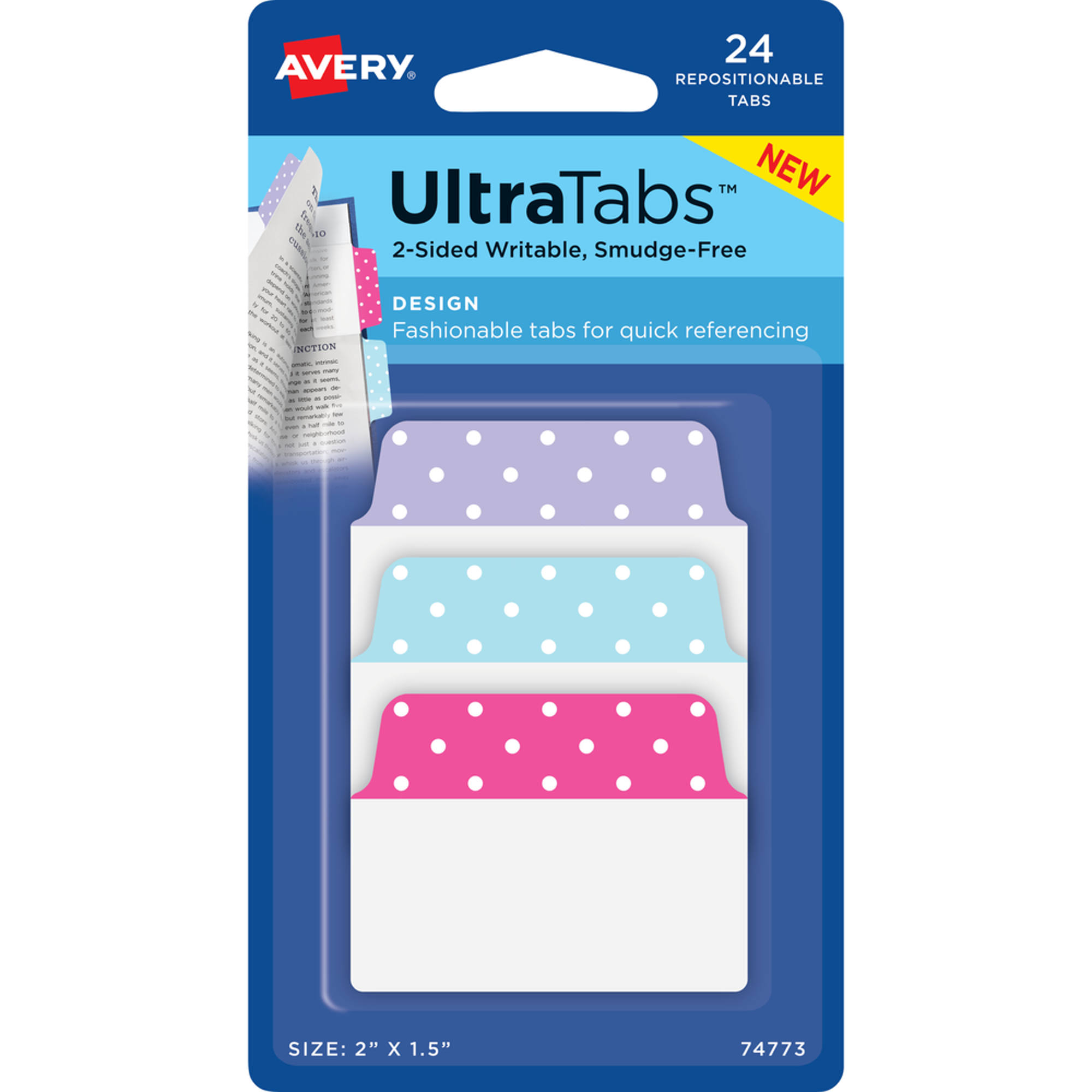 image of: Avery UltraTabs - Asst 2x1.5in 24Ct BP Pastel Dots