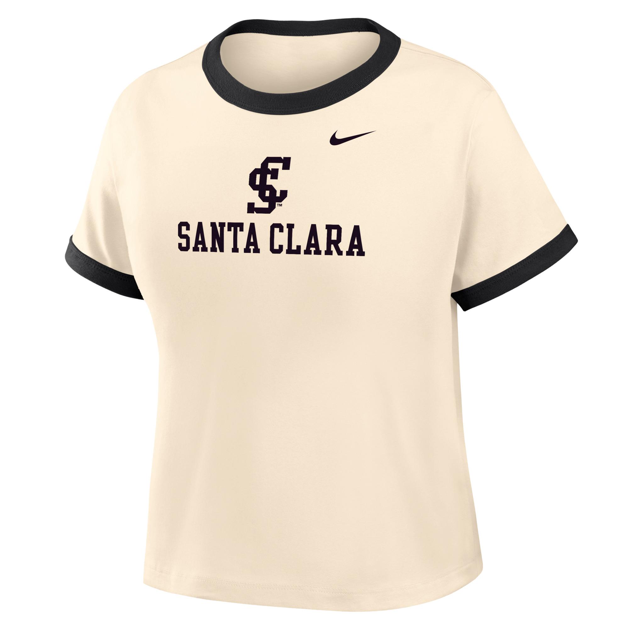 Product image 1 of 1 for Santa Clara Broncos Nike Women's Crop Ringer Short Sleeve Tee, Natural