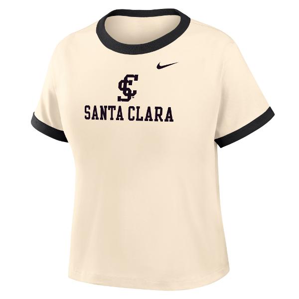 Santa Clara Broncos Nike Women's Crop Ringer Short Sleeve Tee, Natural; $40.00