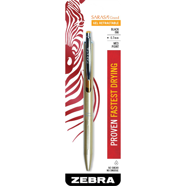 Zebra Sarasa Grand .7mm Retractable Gold Barrel Pen, Black; $8.64