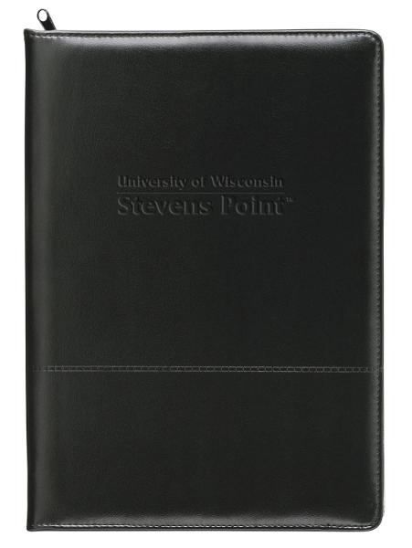 UWSP Script Zippered Padfolio, Black; $39.98