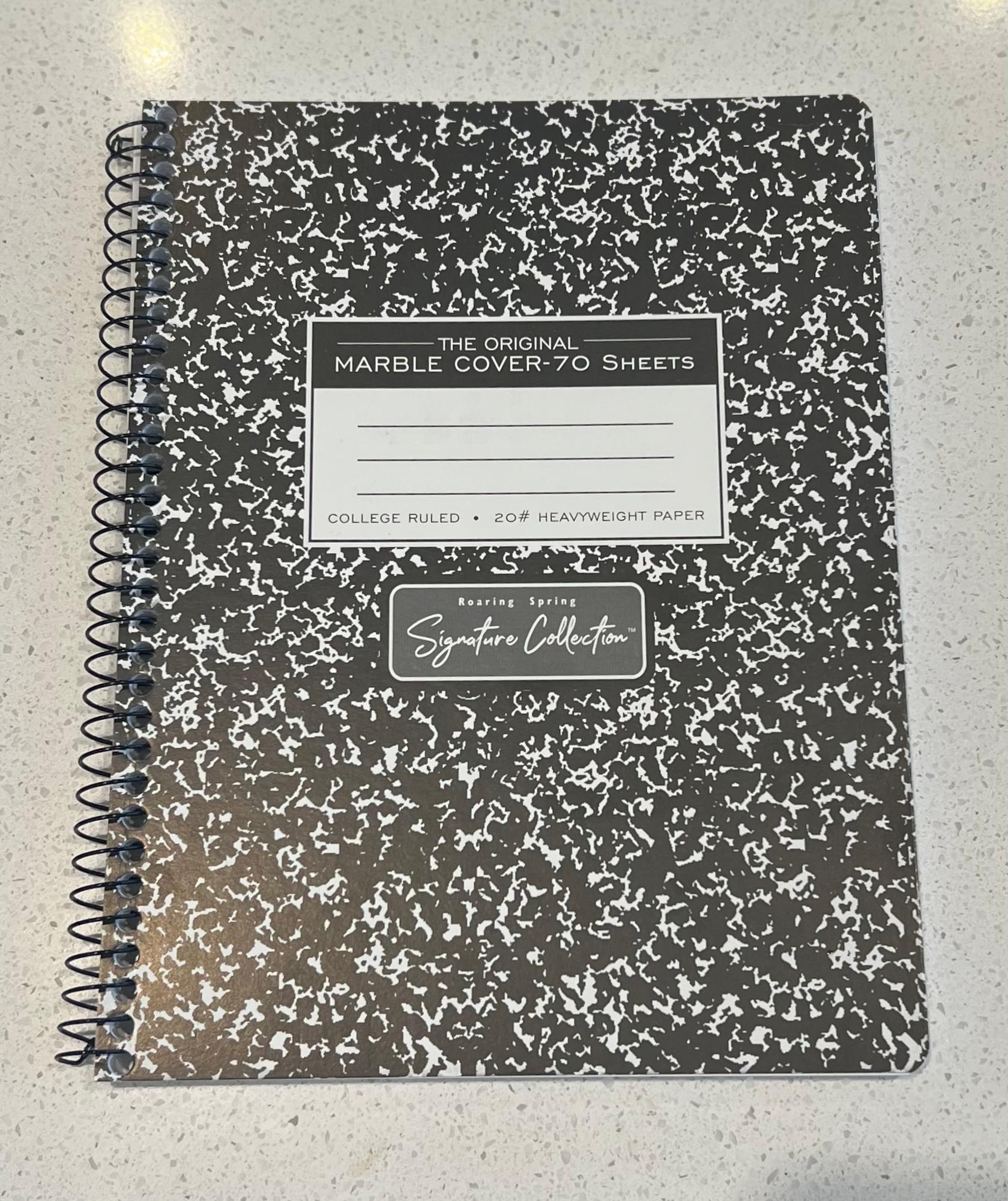 image of: Roaring Spring Spiral Bound Composition Book - Black 7.5x9.25in 70 Sht College Ruled