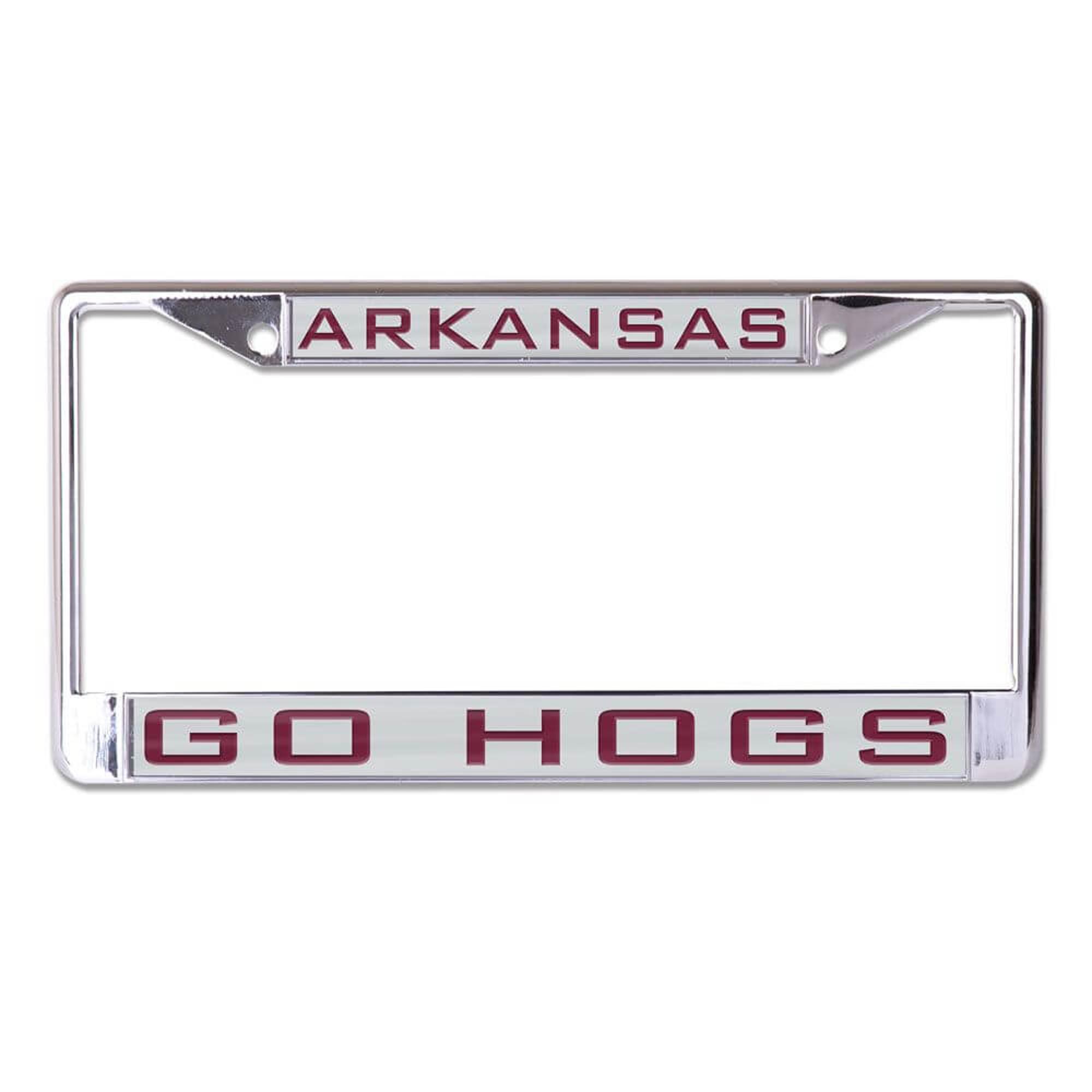 image of: Arkansas Razorbacks Go Hogs Wincraft Silver Metallic License Plate Frame