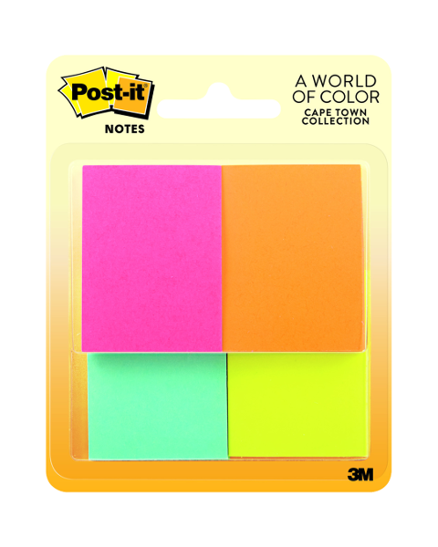 Post-It 1.5in x 2in Sticky Notes, 4 Pack, Cape Town; $4.98