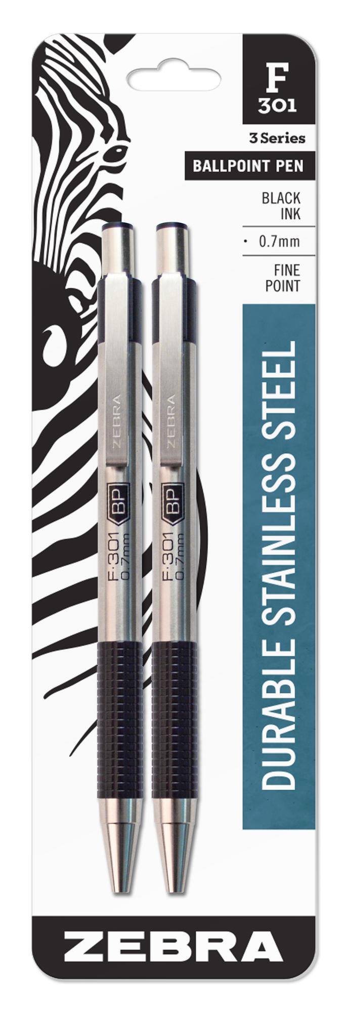 image of: Zebra Stainless Steel Series 3 Ballpoint Pen 2-Pack