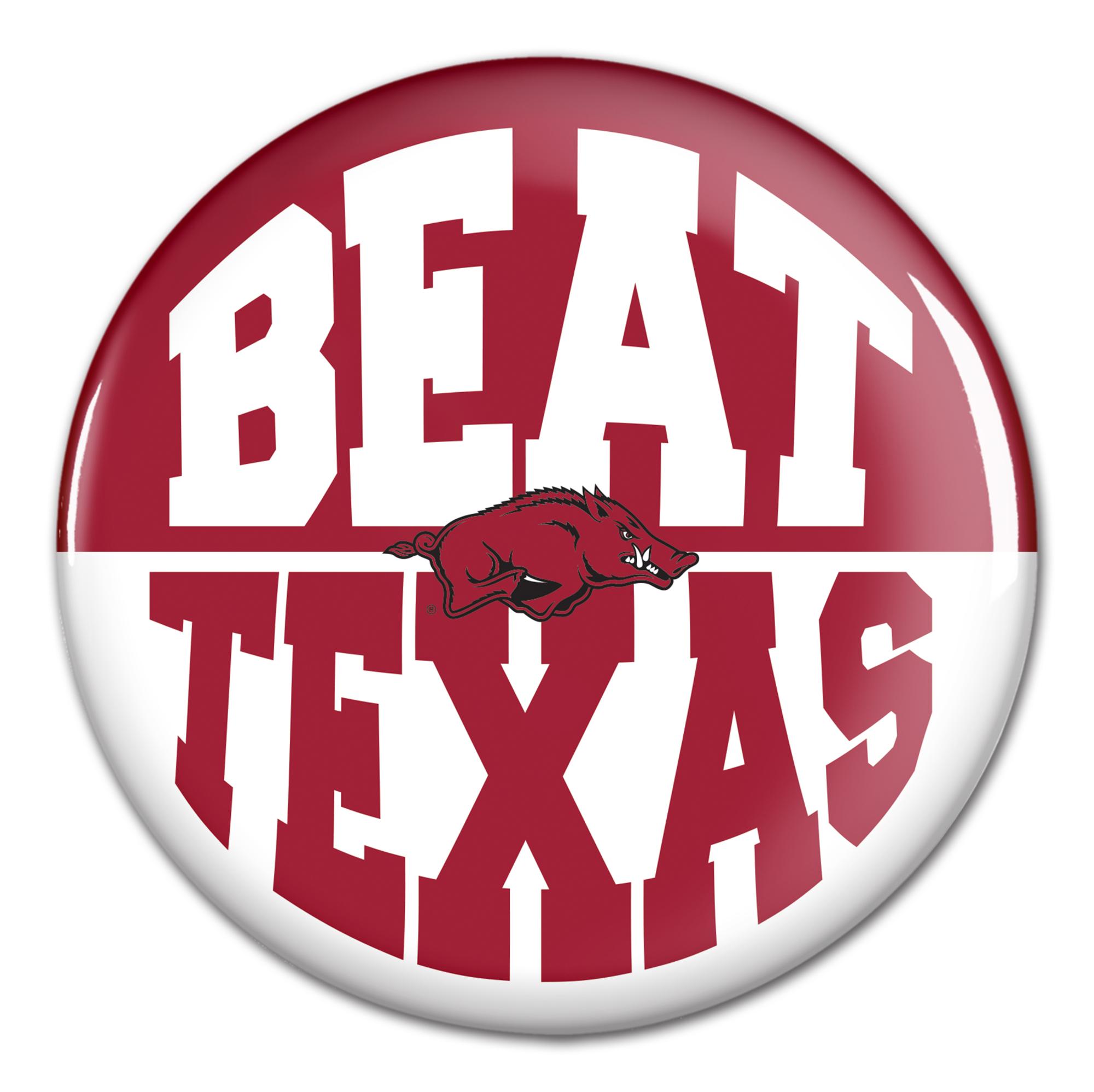 image of: Arkansas Razorbacks Arched Crimson Beat Texas Gameday Button