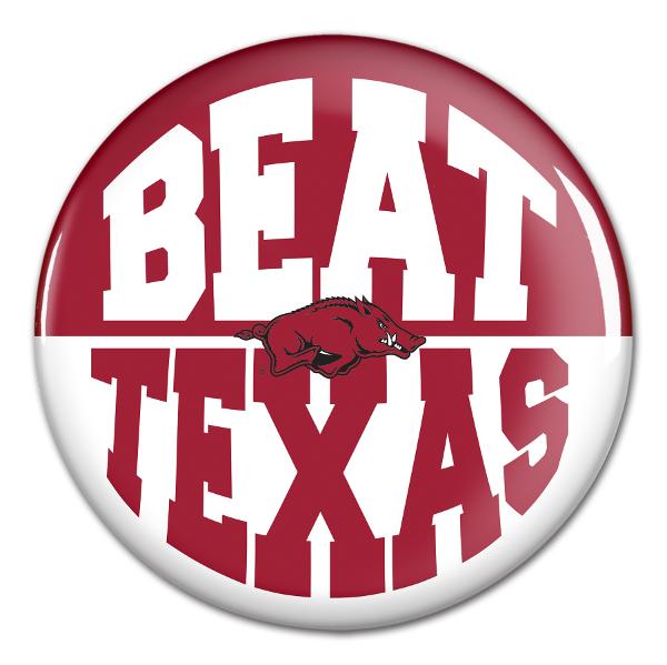 Arkansas Razorbacks Arched Crimson Beat Texas Gameday Button; $3.99