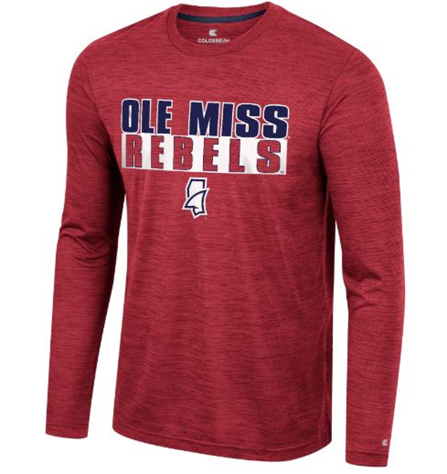 image of: Ole Miss Positraction Long Sleeve Poly Tee Red Heather